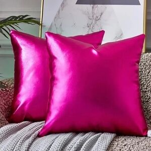18x18 Metallic Hot Pink Pillow Covers (2)